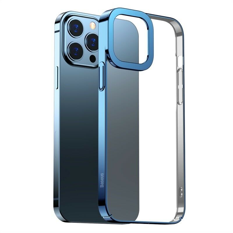 Ốp Lưng iPhone 13 Pro Viền Màu Lưng Trong Nhựa Cứng Hiệu Baseus Glitter thiết kế mặt lưng trong suốt hoàn toàn lộ nguyên mặt lưng của máy đẹp và sang hơn khi điểm nhấn là lớp viền màu bóng sắc sảo